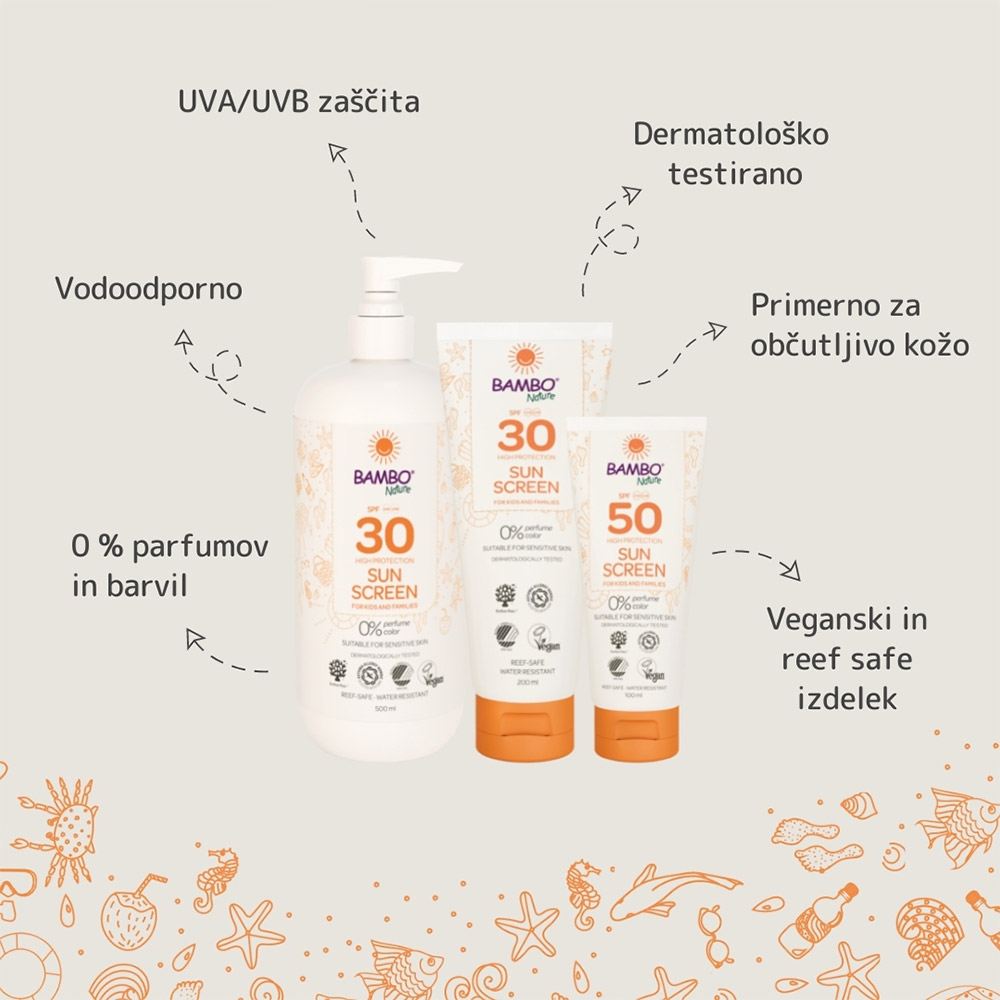 Bambo Nature Sunscreen, losjon za zaščito kože pred soncem - ZF50 (100 ml)