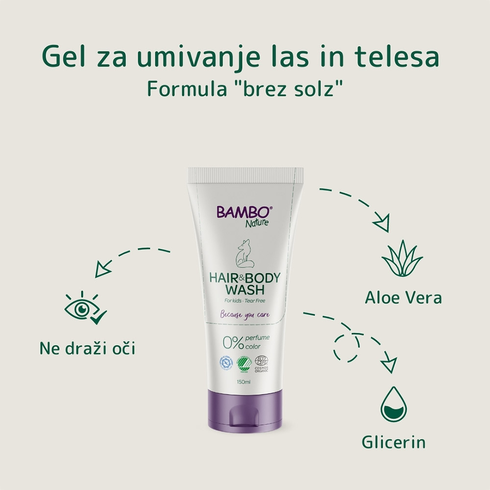 Abena Bambo Nature, otroški gel za umivanje telesa in las (150 ml)