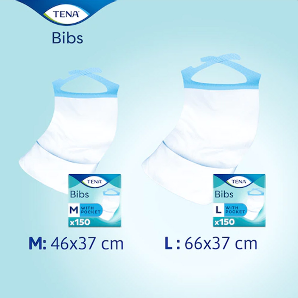 Tena Bib, slinčki - velikost S/M -37x48 cm (150 slinčkov)