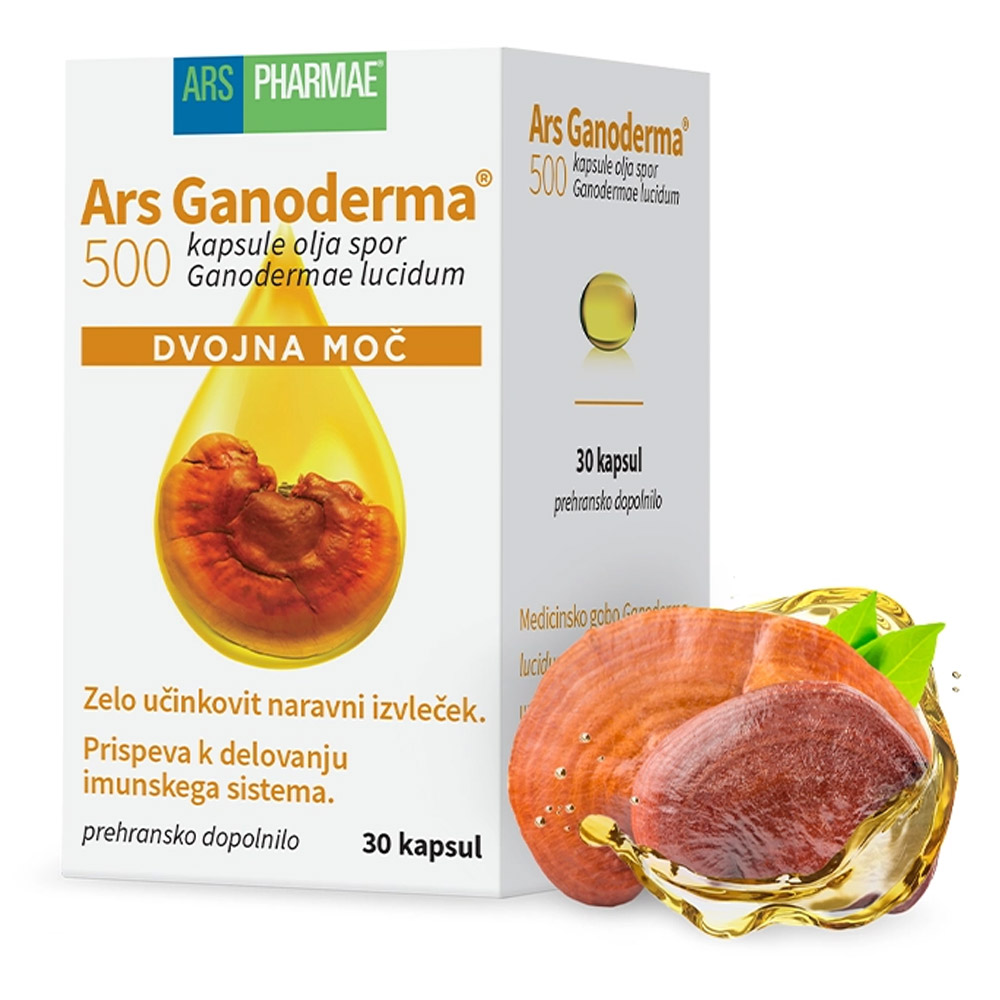 Ganoderma 500 Dvojna Moč Ars Pharmae, kapsule (30 kapsul) 