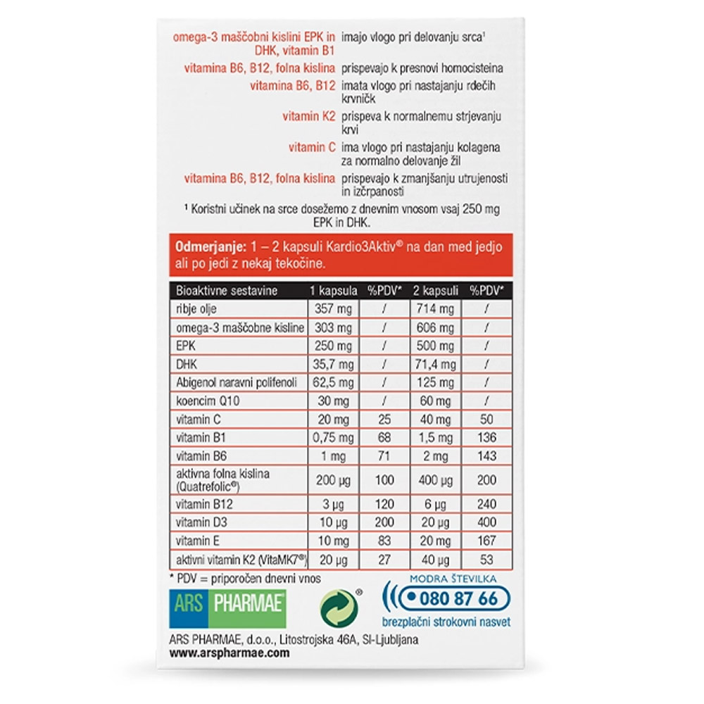 Kardio3aktiv Ars Pharmae, mehke kapsule (30 kapsul)