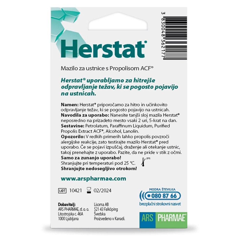 Herstat  Ars Pharmae, mazilo za ustnice (2 g)
