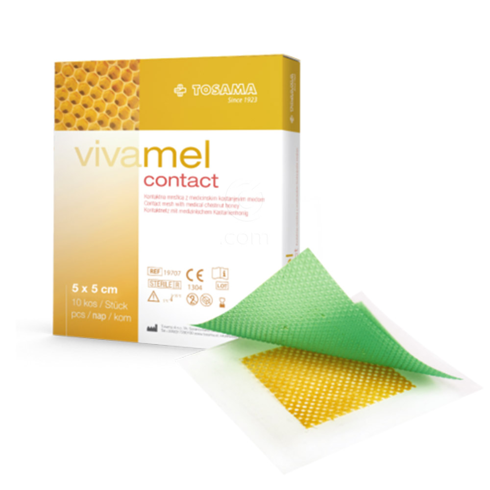 Vivamel, kontaktna mrežica z medicinskim medom 5 x 5 cm (10 mrežic) 
