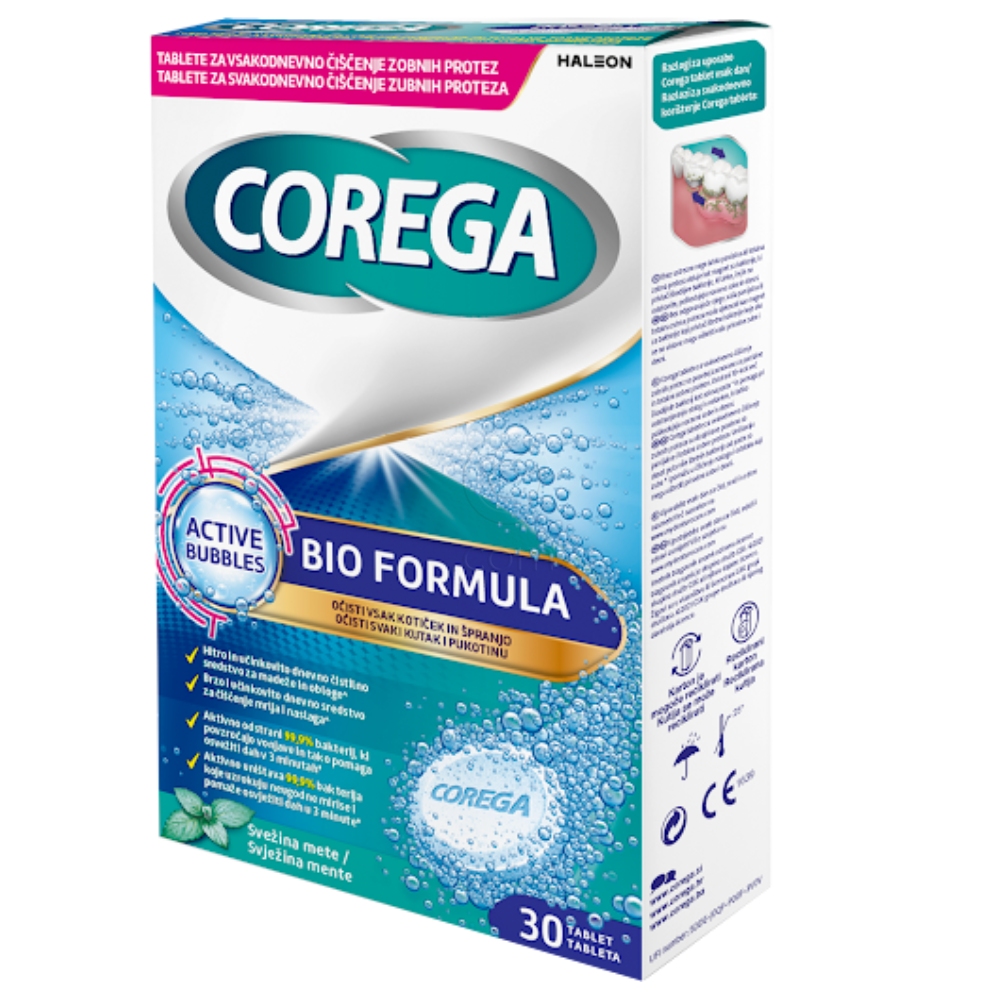 Corega Bio Formula, 30 tablet za čiščenje proteze (30 tablet)