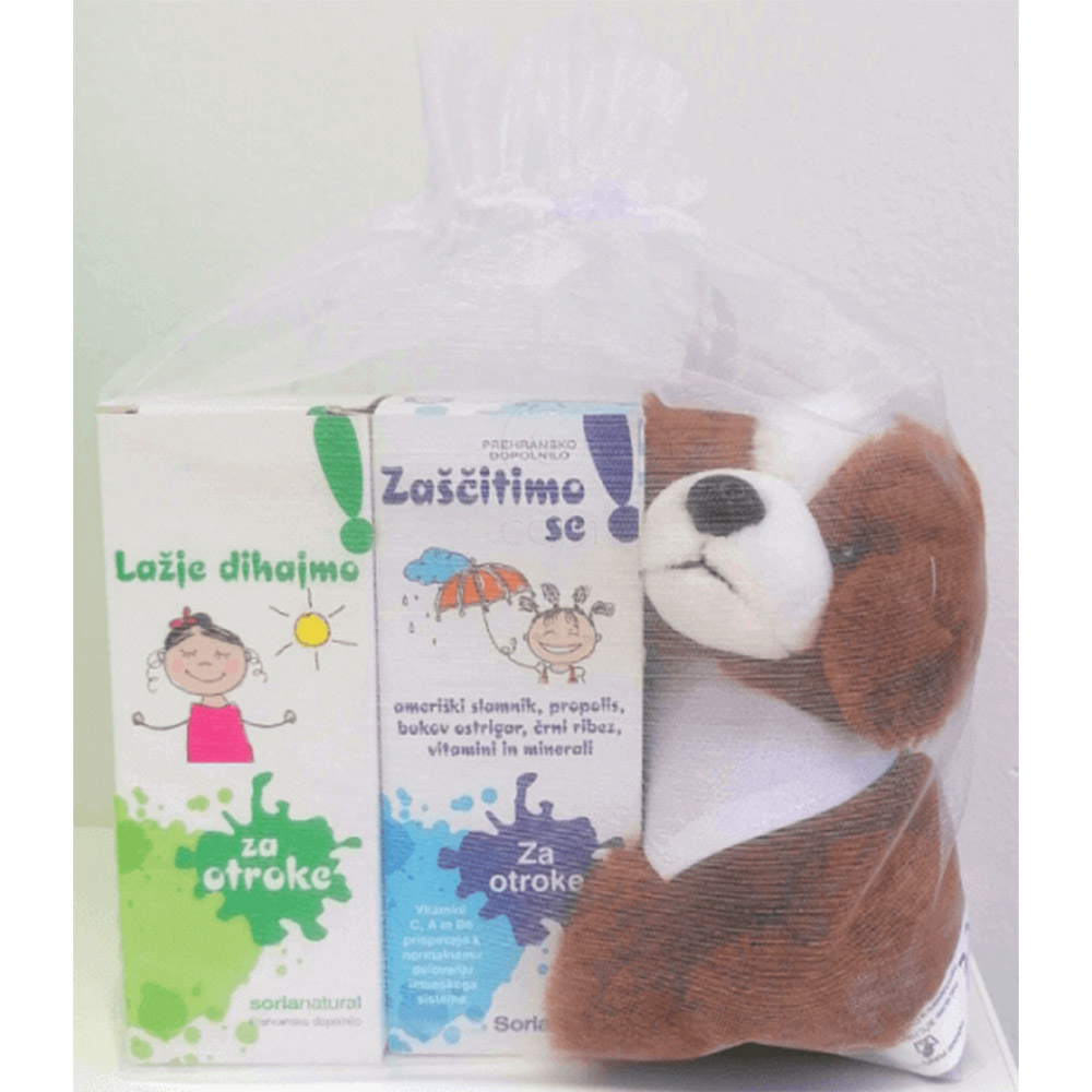 Soria Natural Zaščitimo se in Lažje dihajmo, paket (2 x 150 ml  + plišasta igrača)
