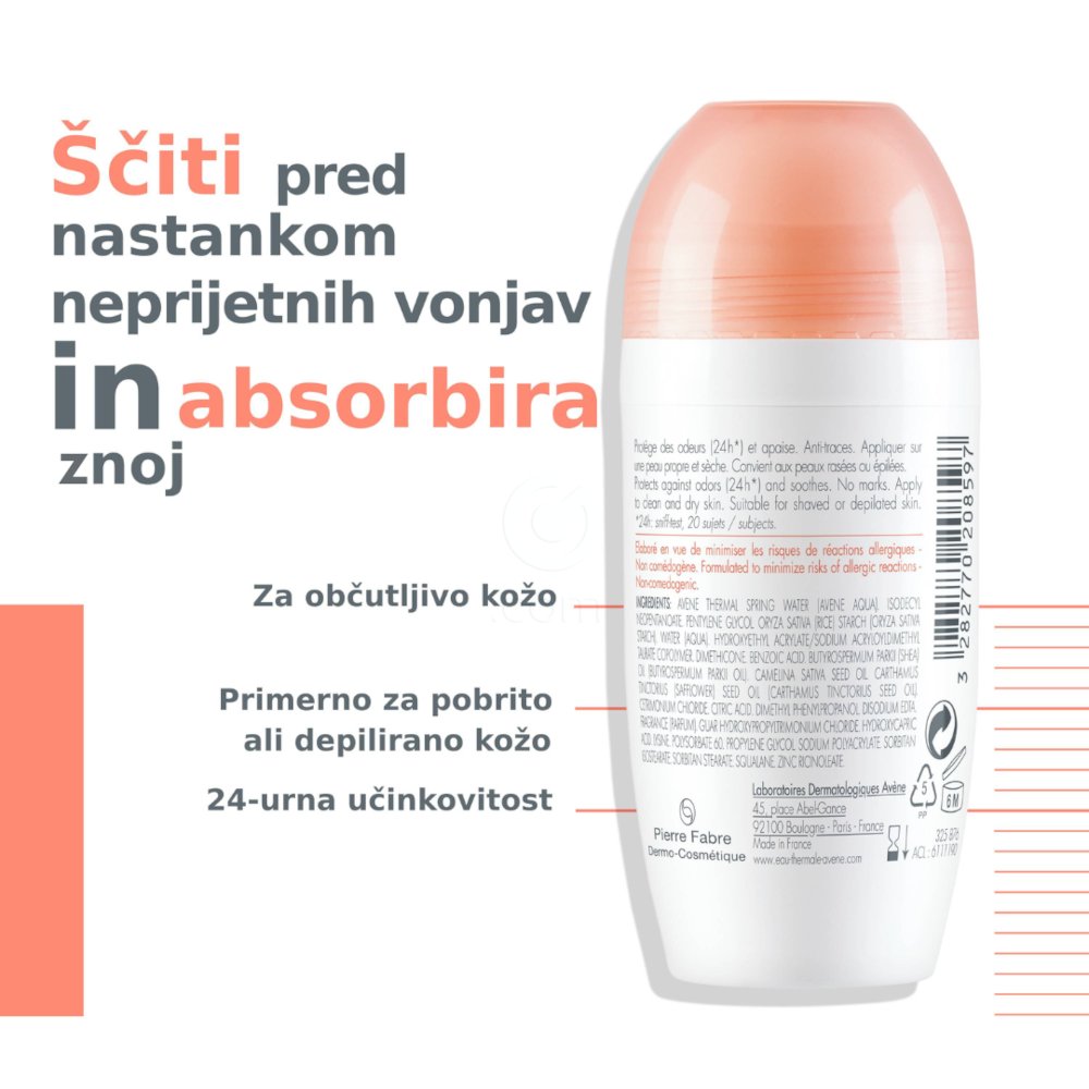 Eau Thermale Avene Body 24-urni deodorant, roll-on (50 ml)