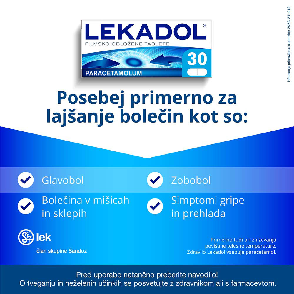 Lekadol 500 mg, 30 filmsko obloženih tablet