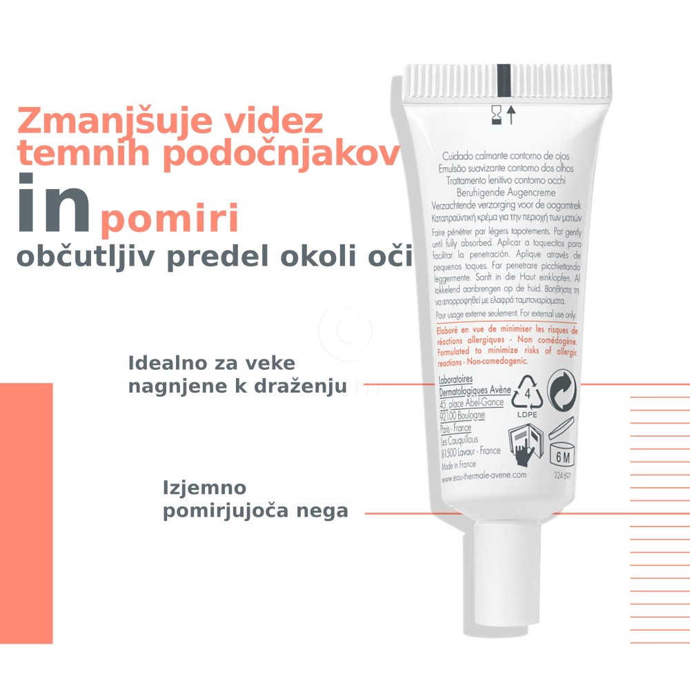 Avene pomirjevalna krema za okoli oči (10 ml)