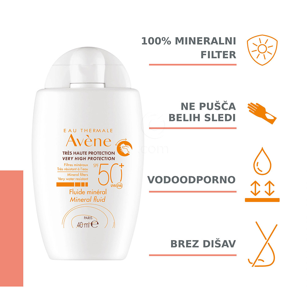 Avene Sun, mineralni fluid - ZF 50+ (40 ml)