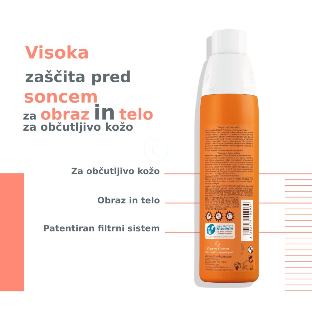 Eau Thermale Avene Sun pršilo z visoko zaščito pred soncem ZF 30 (200 ml)
