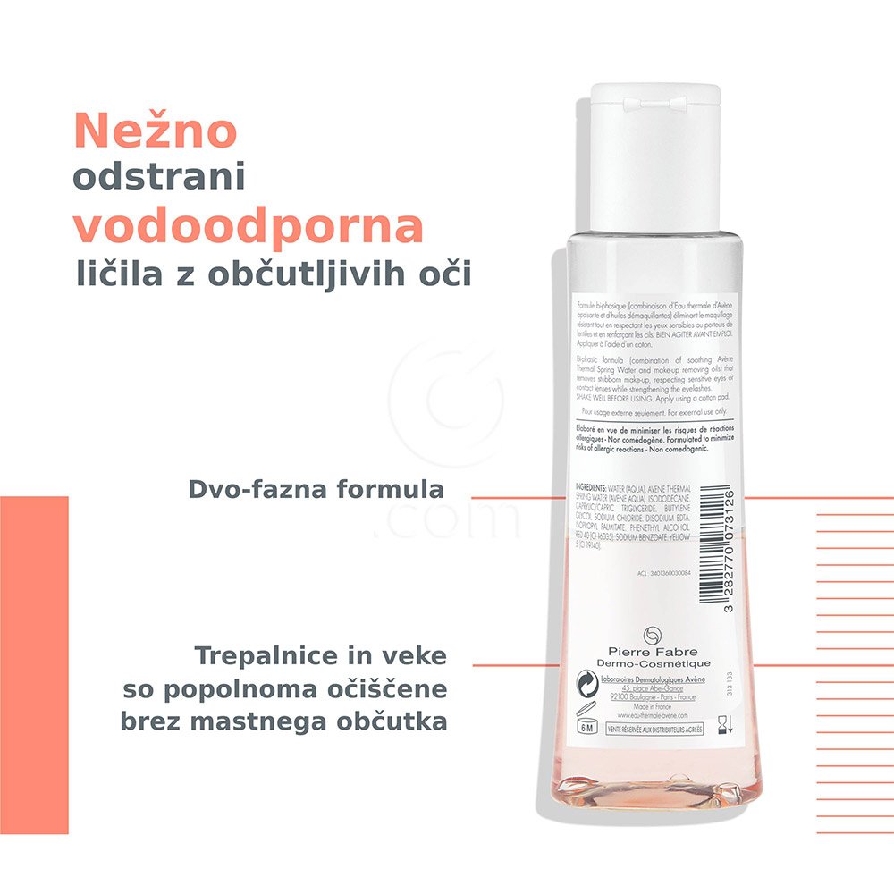 Avène, intenzivni odstranjevalec ličil s predela okoli oči (125 ml)