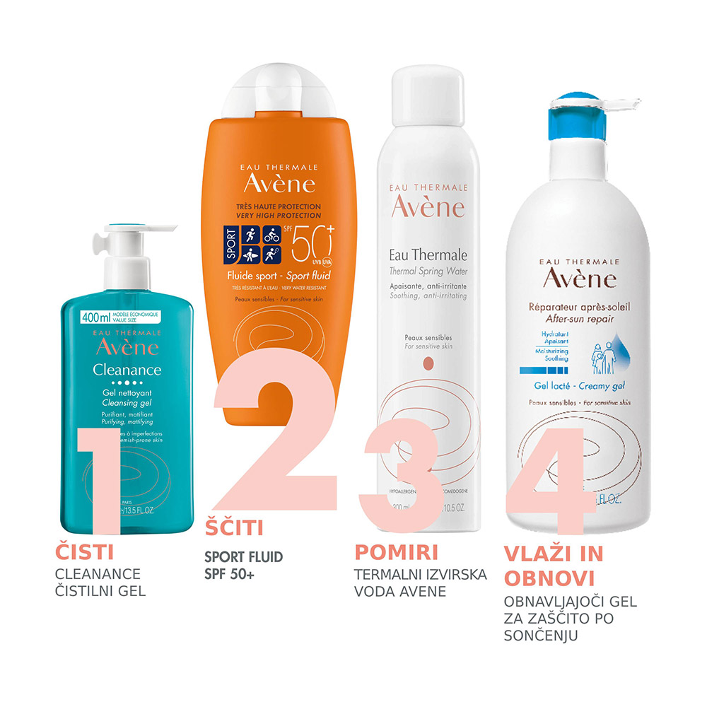 Avene Sun Sport Fluid, zelo visoka zaščita pred soncem - ZF50+ (100 ml)