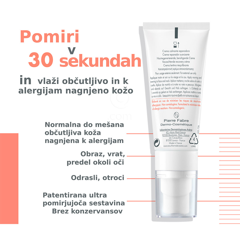 Avene Tolérance Control, pomirjujoča krema za obnovo kože (40 ml)