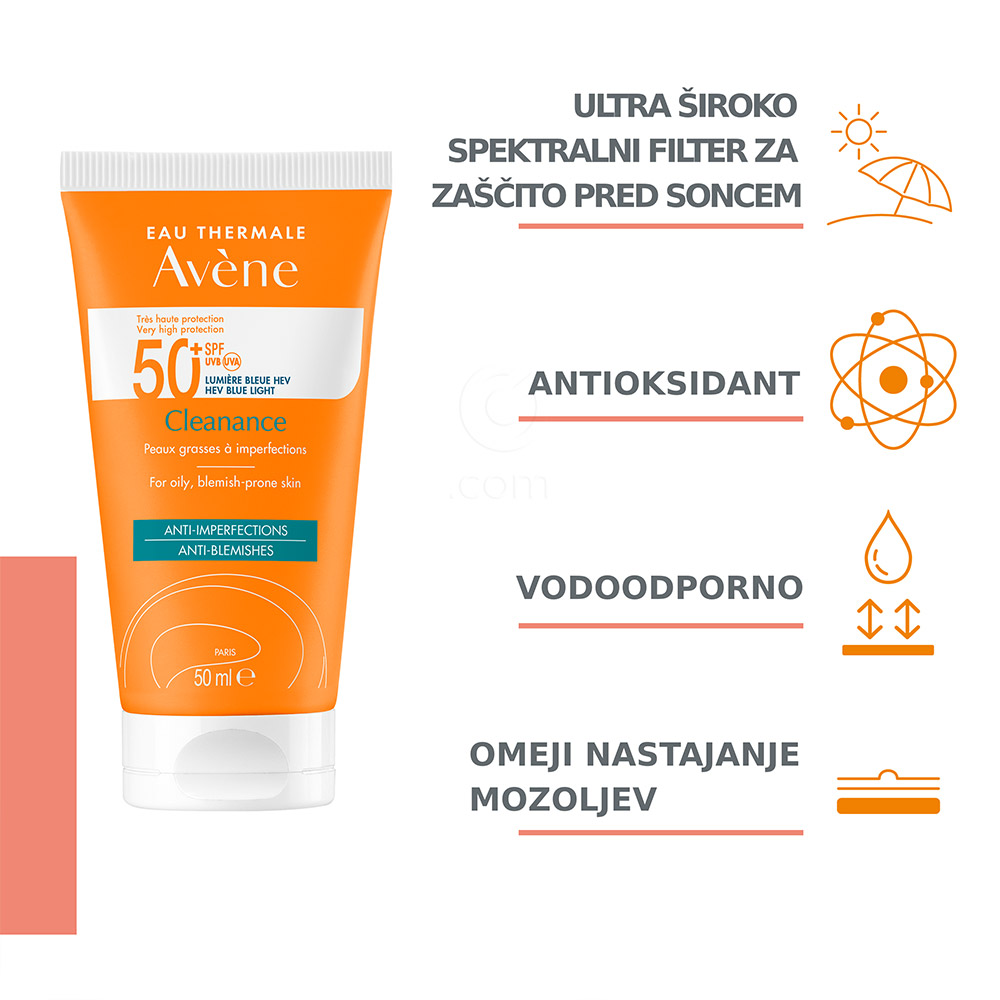 Avene Sun Cleanance, ultra lahka krema - zelo visoka zaščita - ZF50+ (50 ml)