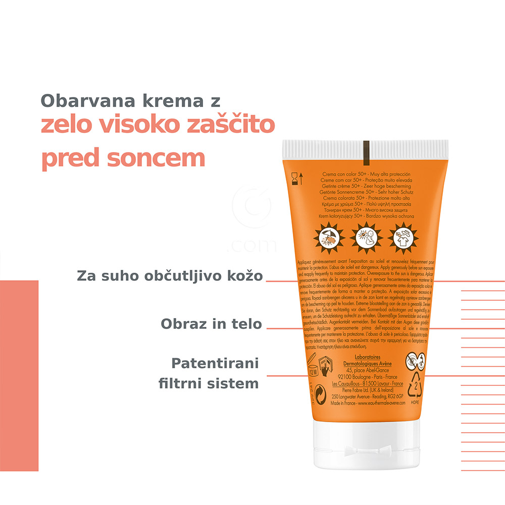 Avene Sun, obarvana krema - zelo visoka zaščita - ZF50+ (50 ml) 