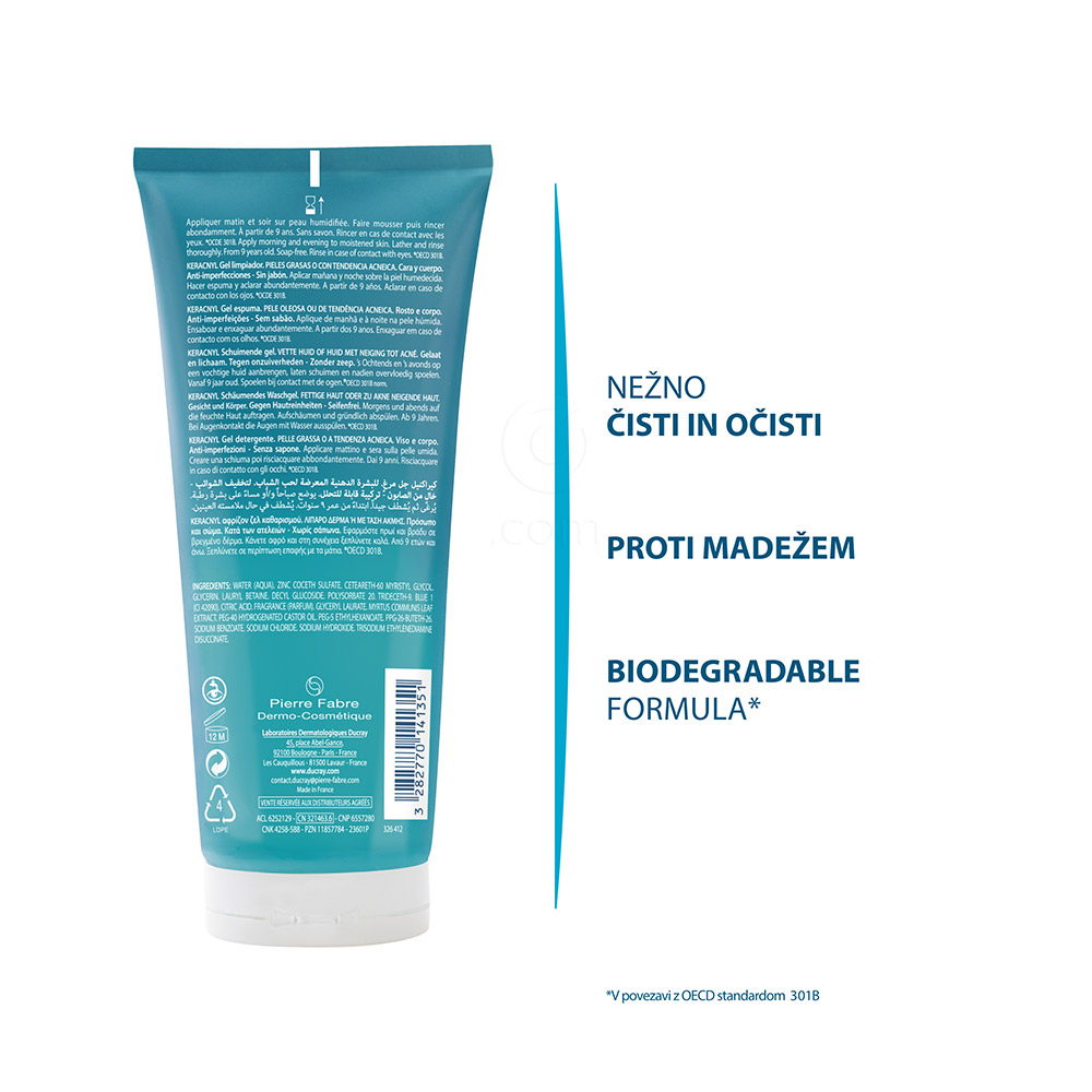 Ducray Keracnyl, peneči gel (200 ml)