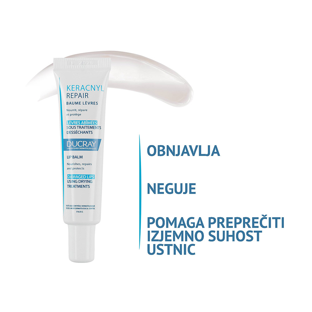 Ducray Keracnyl Repair, balzam za ustnice (15 ml)