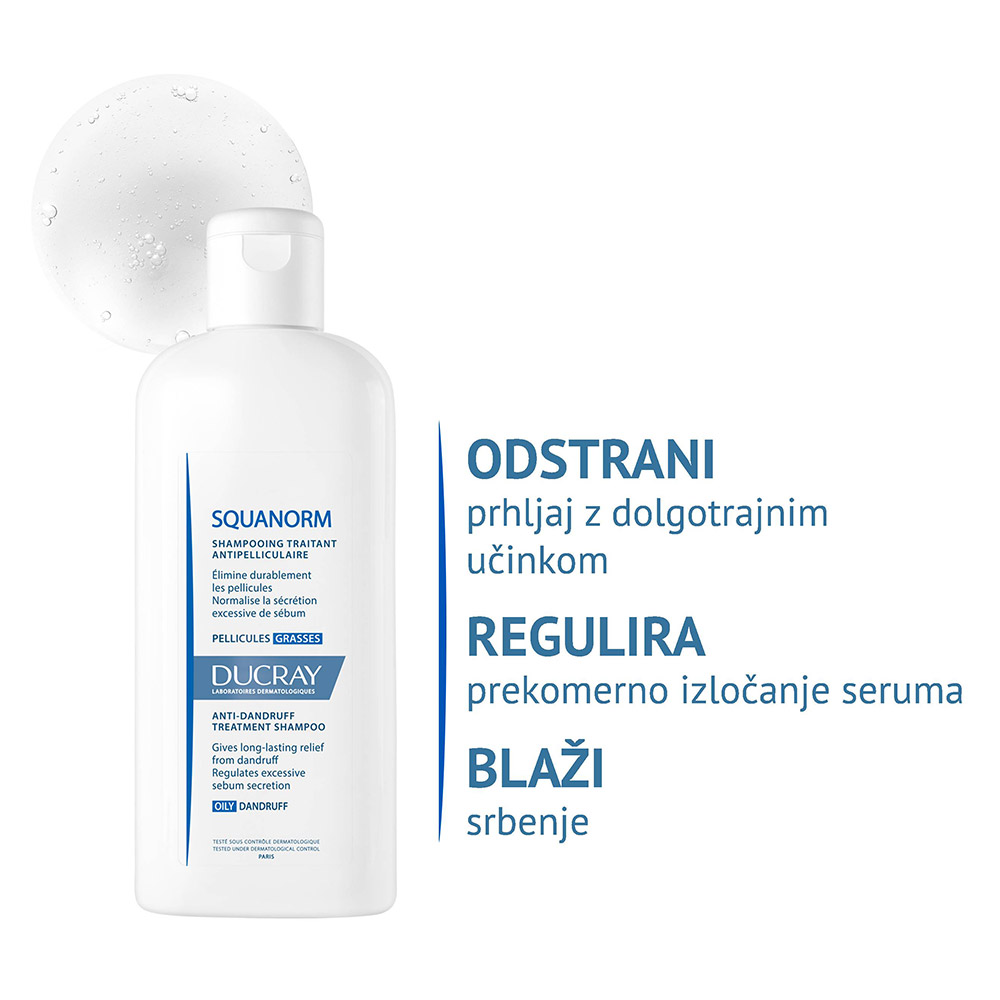 Ducray Squanorm, šampon za mastni prhljaj (200 ml)