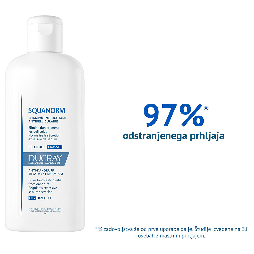 Ducray Squanorm, šampon za mastni prhljaj (200 ml)