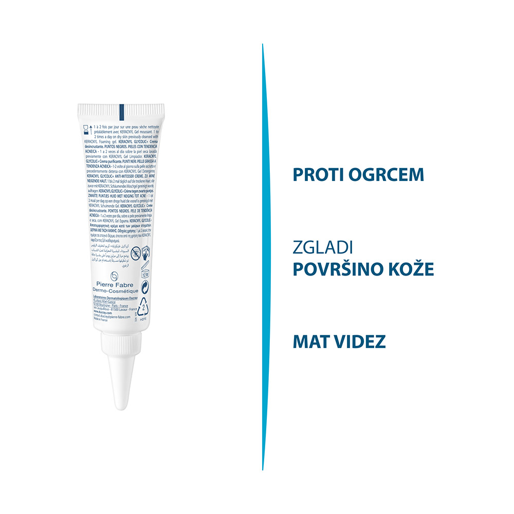 Ducray Keracnyl Glycolic+, krema za odpiranje por (30 ml)