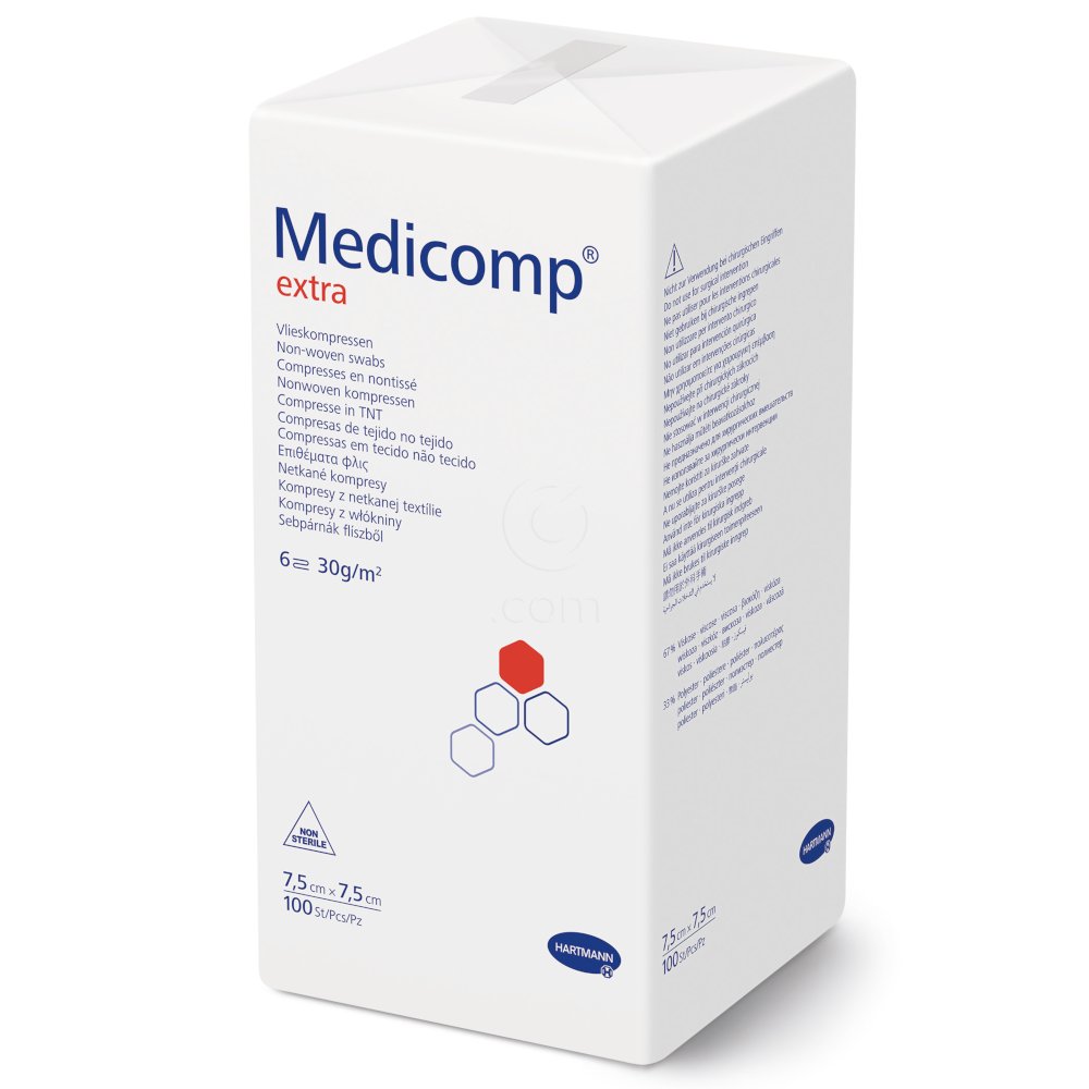Medicomp Extra, nesterilen zloženec - 7,5 x 7,5 cm (100 zložencev)