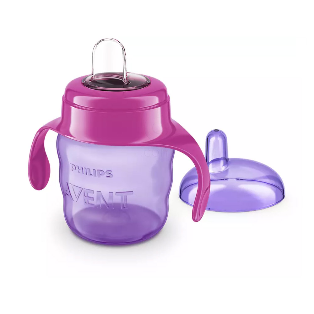 Avent, roza lonček z ročaji in ustnikom - 6 mesecev+ (200 ml)