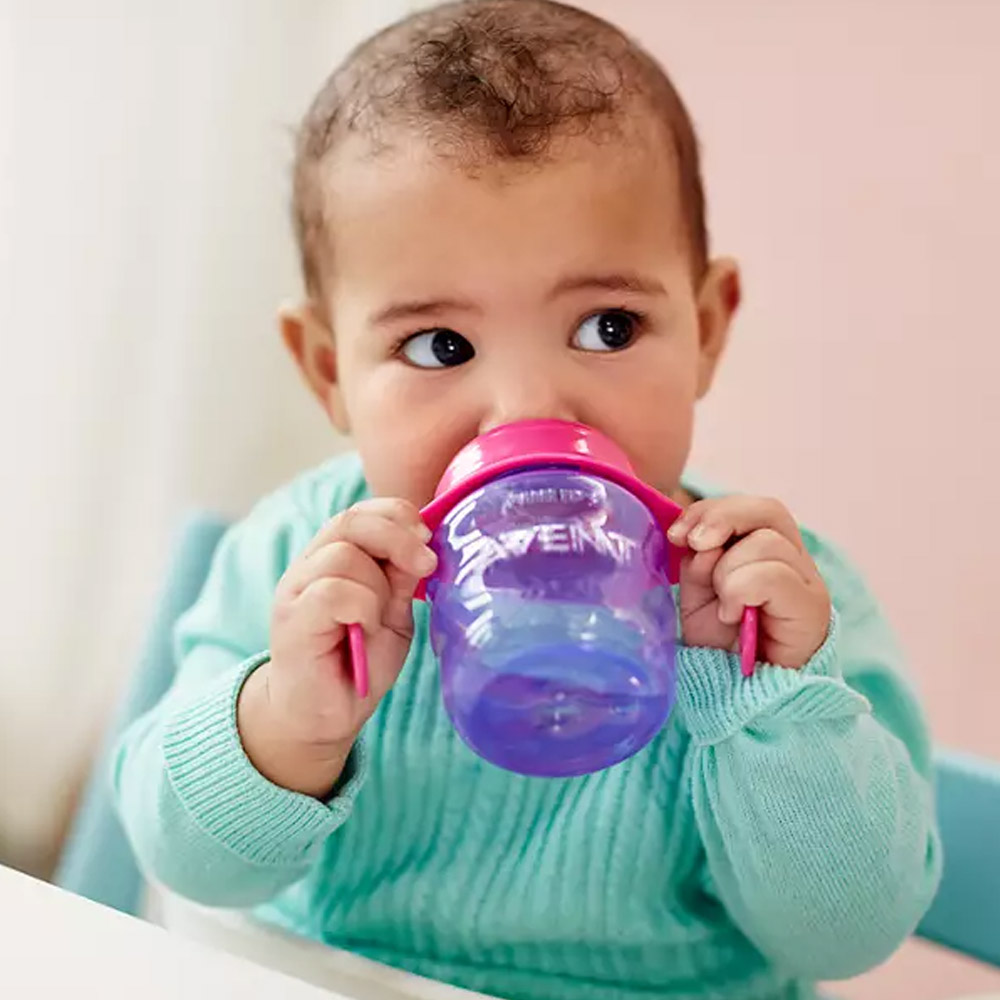 Avent, roza lonček z ročaji in ustnikom - 6 mesecev+ (200 ml)