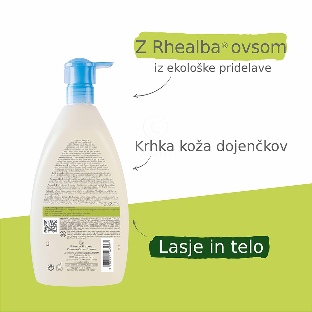 A-Derma Primalba, gel za umivanje las in telesa (500 ml)