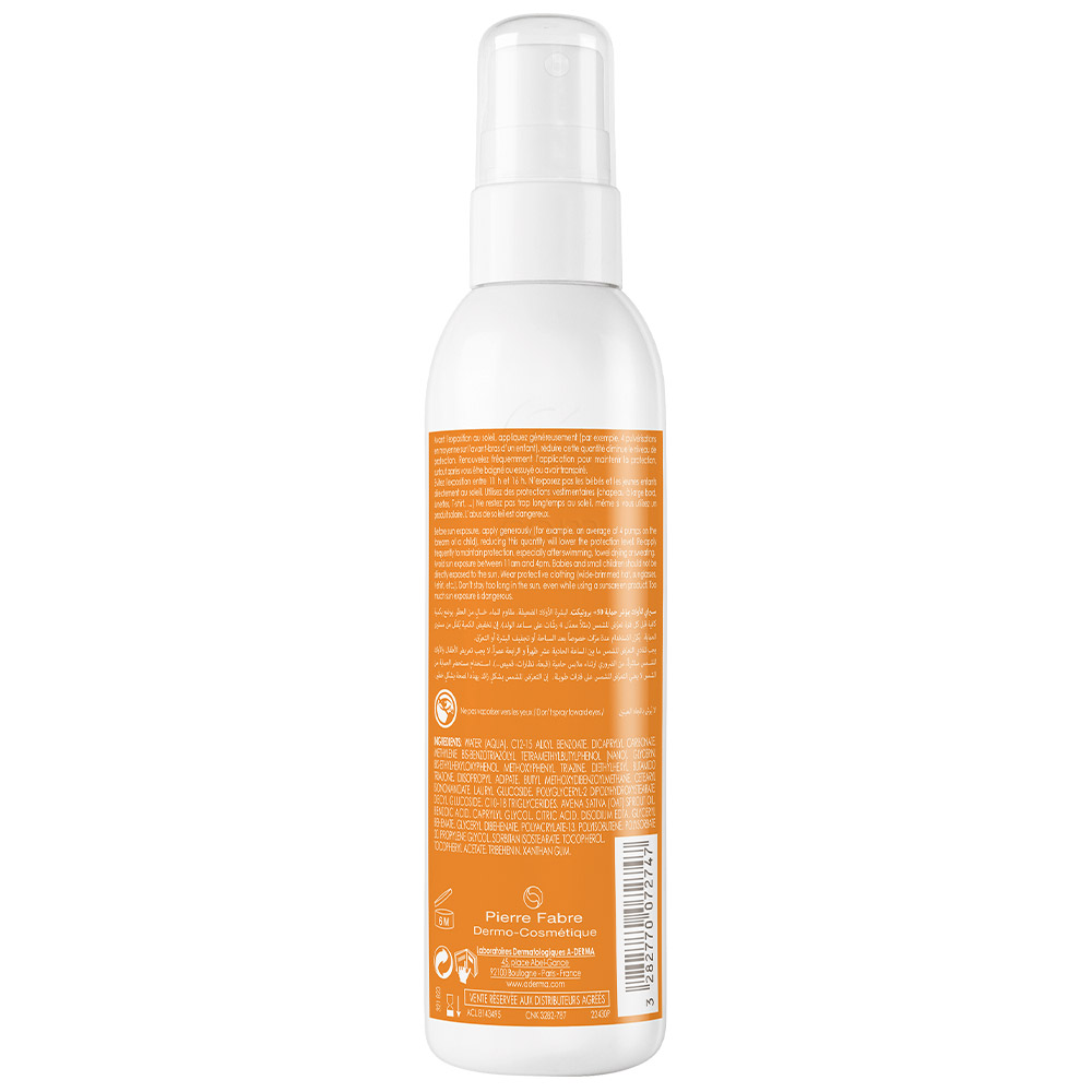 A-Derma Protect Kids, pršilo za zaščito pred soncem - ZF 50+ (200 ml)