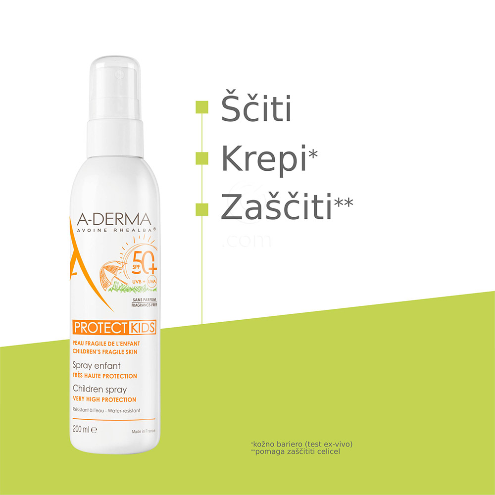 A-Derma Protect Kids, pršilo za zaščito pred soncem - ZF 50+ (200 ml)