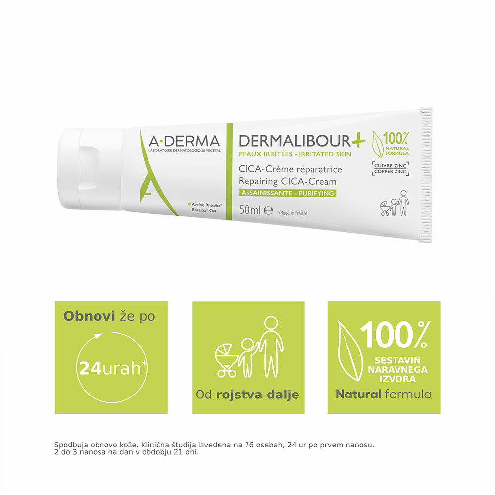 A-Derma Dermalibour+, obnavljajoča CICA-krema (50 ml)
