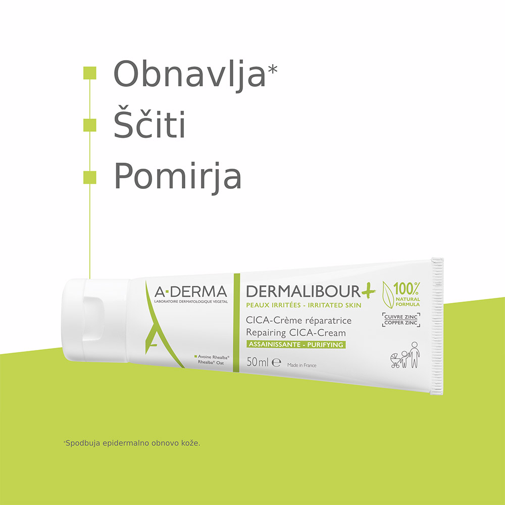 A-Derma Dermalibour+, obnavljajoča CICA-krema (50 ml)