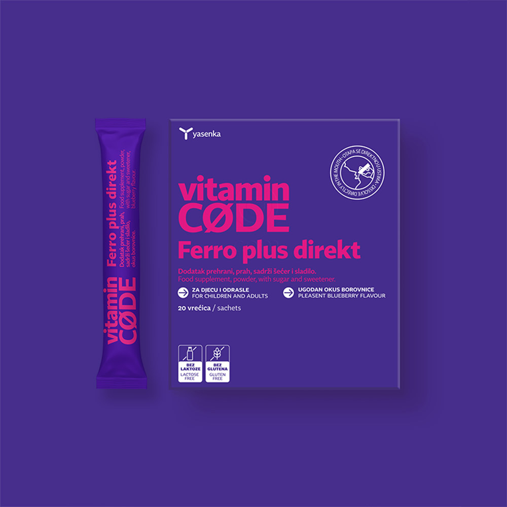 Yasenka Vitamin Code Ferro Plus Direkt, vrečice (20 vrečic)