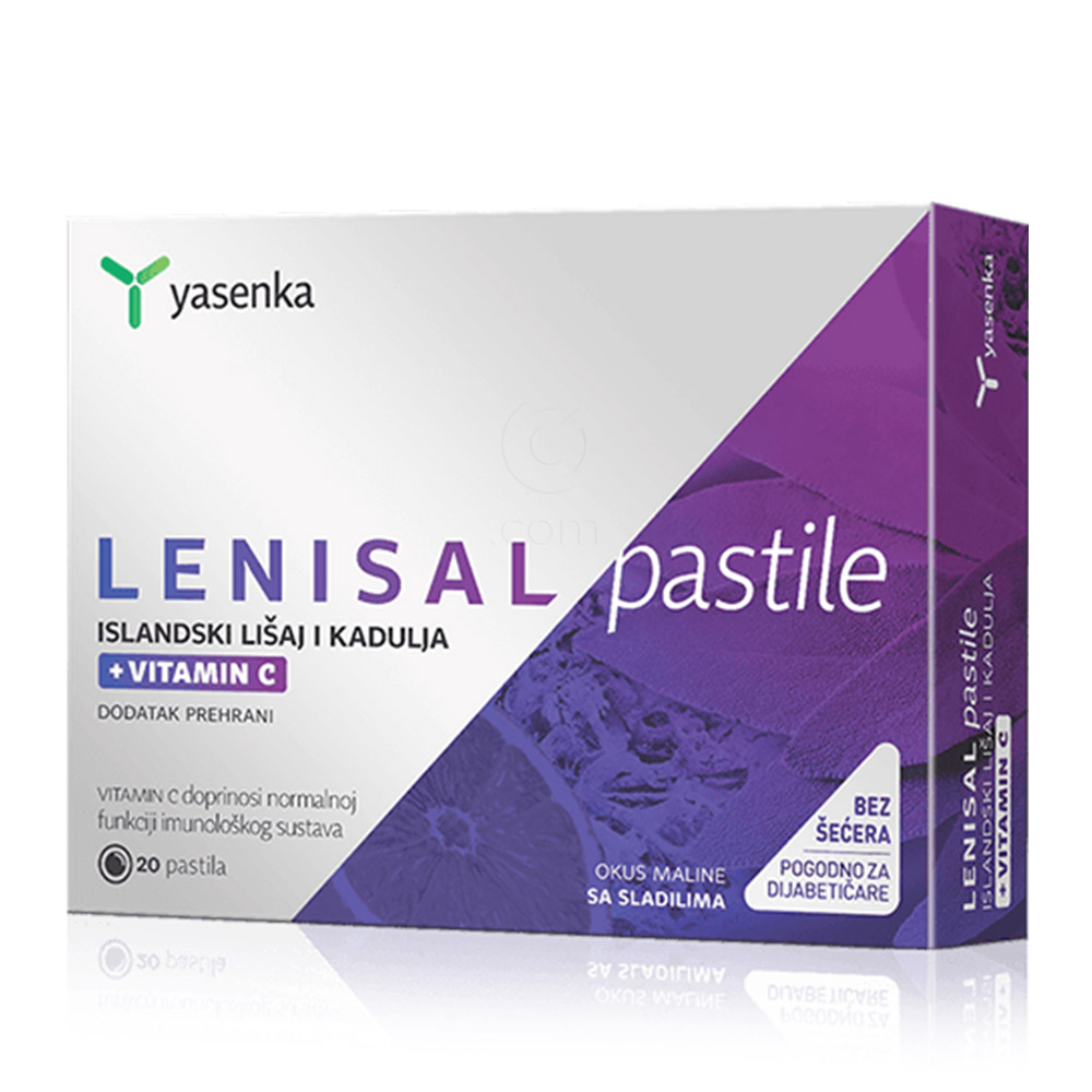 Yasenka Lenisal, pastile z islandskim lišajem, žajbljem in vitaminom C (20 pastil)