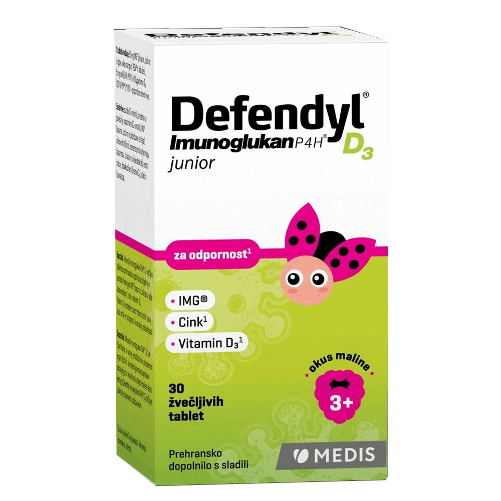 Defendyl Imunoglukan P4H D3 junior, žvečljive tablete (30 tablet)