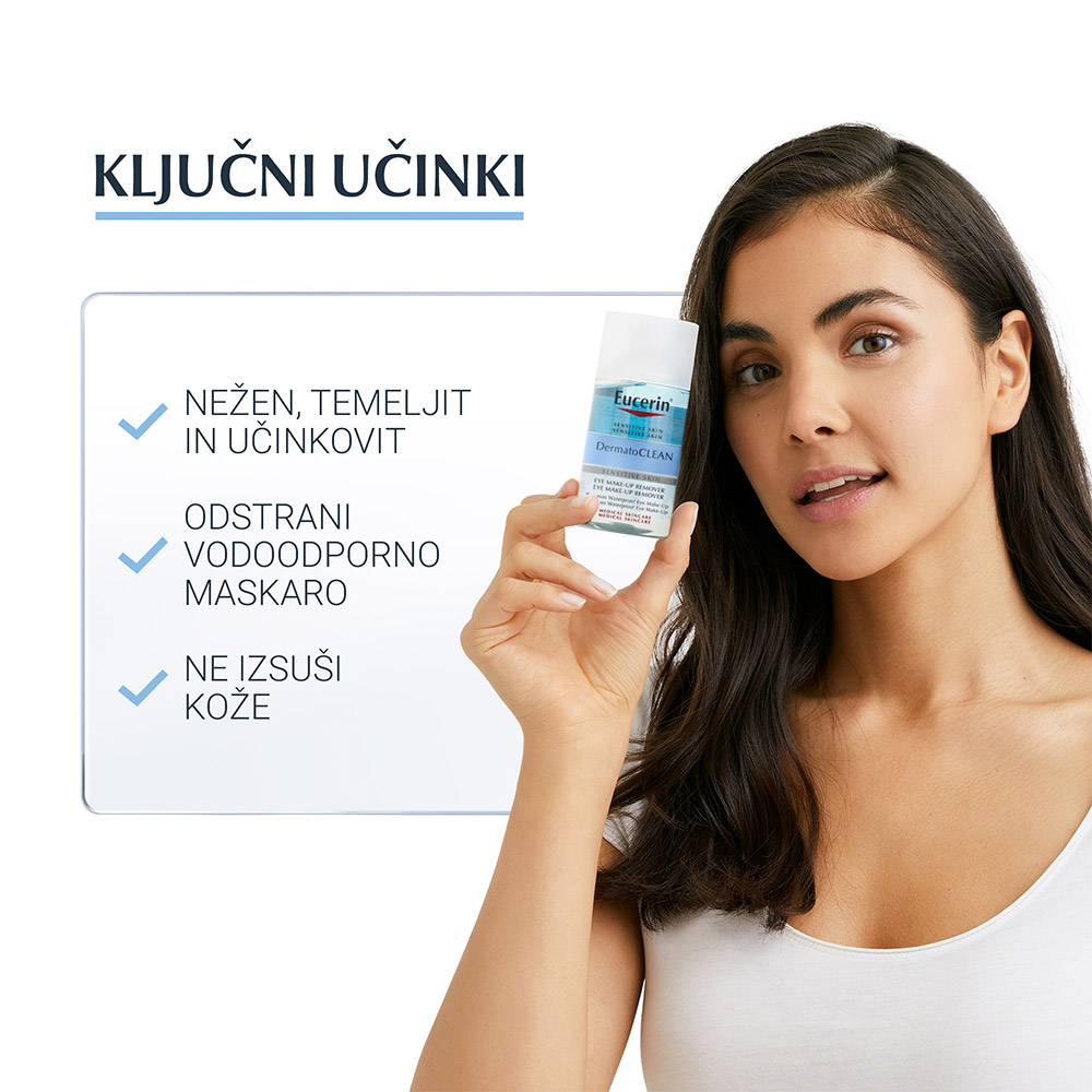 Eucerin DermatoClean, micelarni odstranjevalec ličil za oči (125 ml)