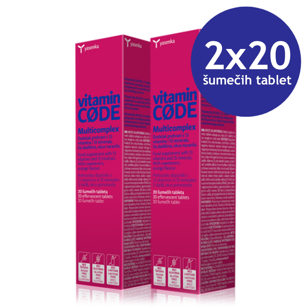 Yasenka Vitamin Code Multi COMPLEX, šumeče tablete (2 x 20 tablet)