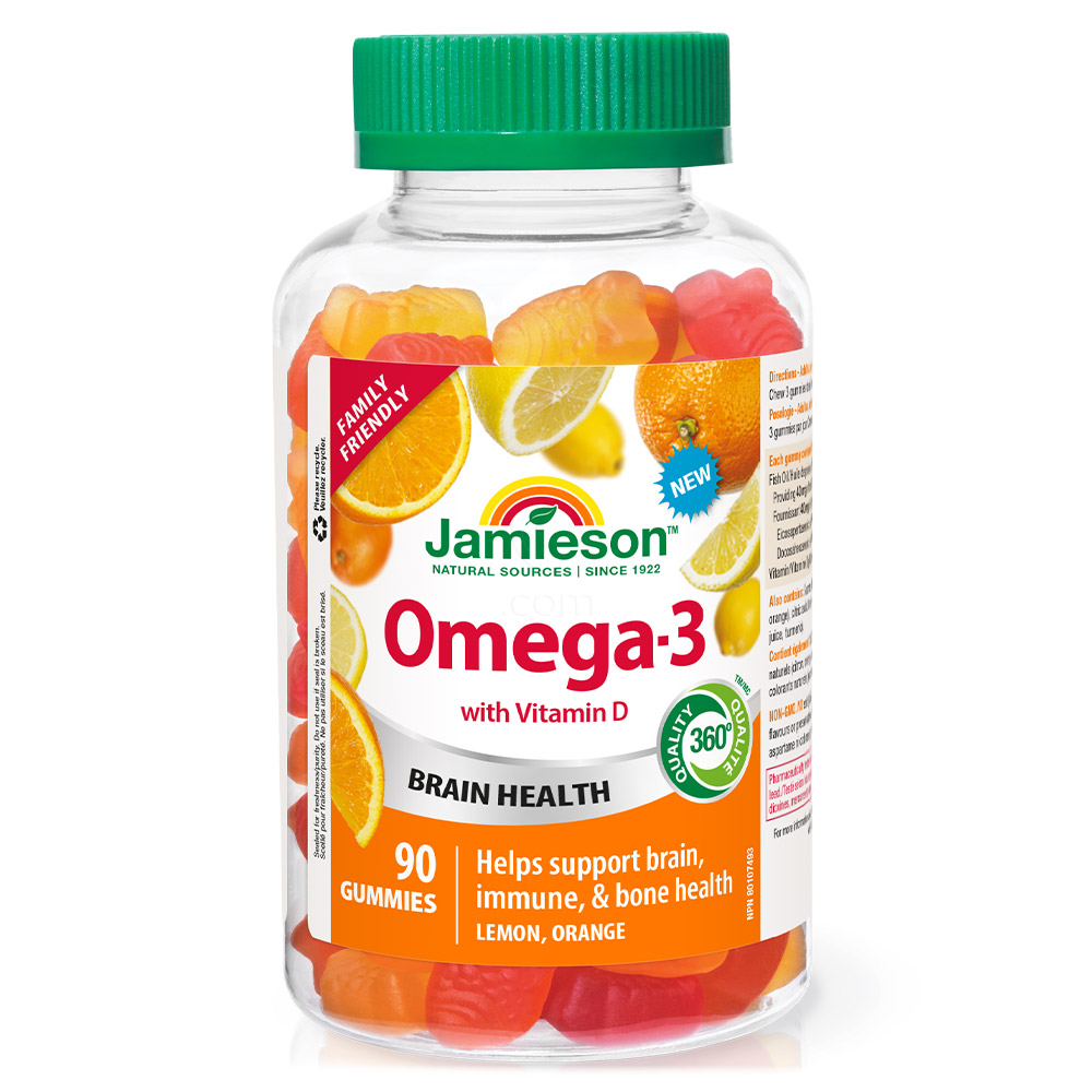 Jamieson Omega-3, žvečljivi bonboni za otroke, mladostnike in odrasle (90 bonbonov)