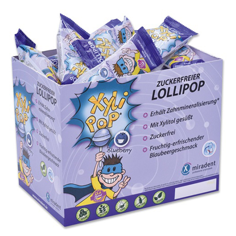 Xylipop, lizika za preventivno in zobno nego z okusom borovnice (50 lizik)