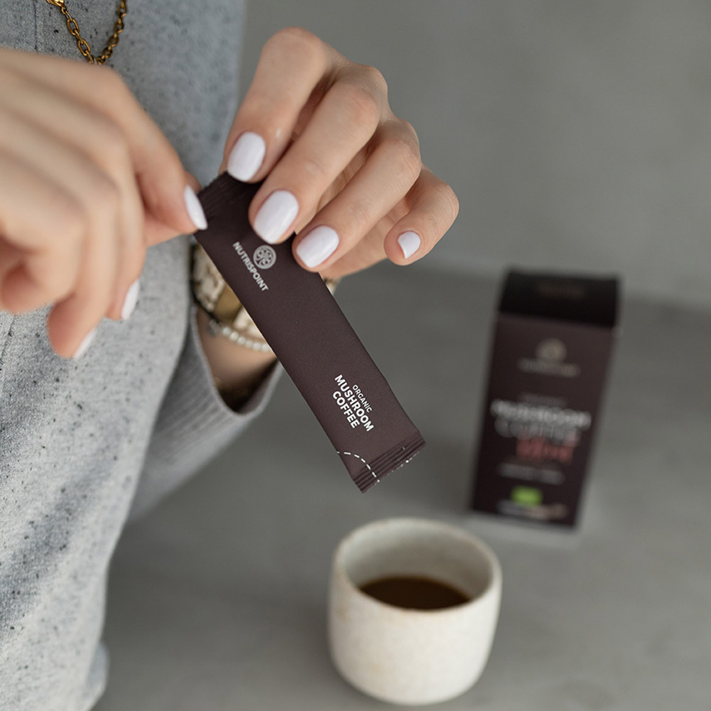 Nutrispoint Mushroom Coffe Blend, ekološka kava obogatena z gobami - vrečke (14 vrečk)