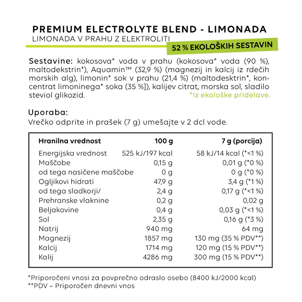 Nutrispoint Electrolyte Blend, elektroliti z okusom limone - vrečke (14 vrečk)