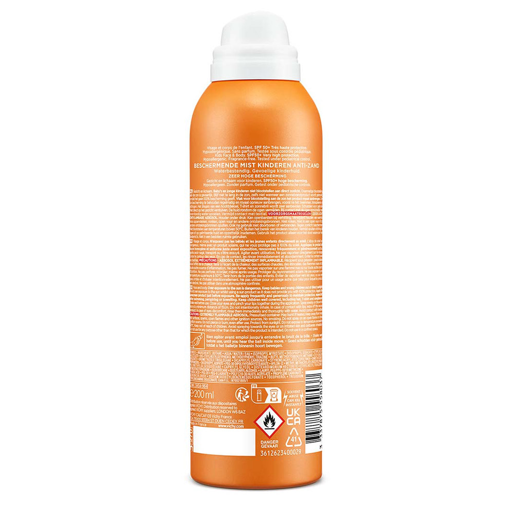Vichy Capital Soleil, otroško razpršilo, ki preprečuje lepljenje peska na kožo - ZF50+ (200 ml)