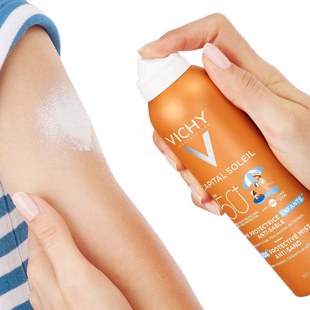 Vichy Capital Soleil, otroško razpršilo, ki preprečuje lepljenje peska na kožo - ZF50+ (200 ml)
