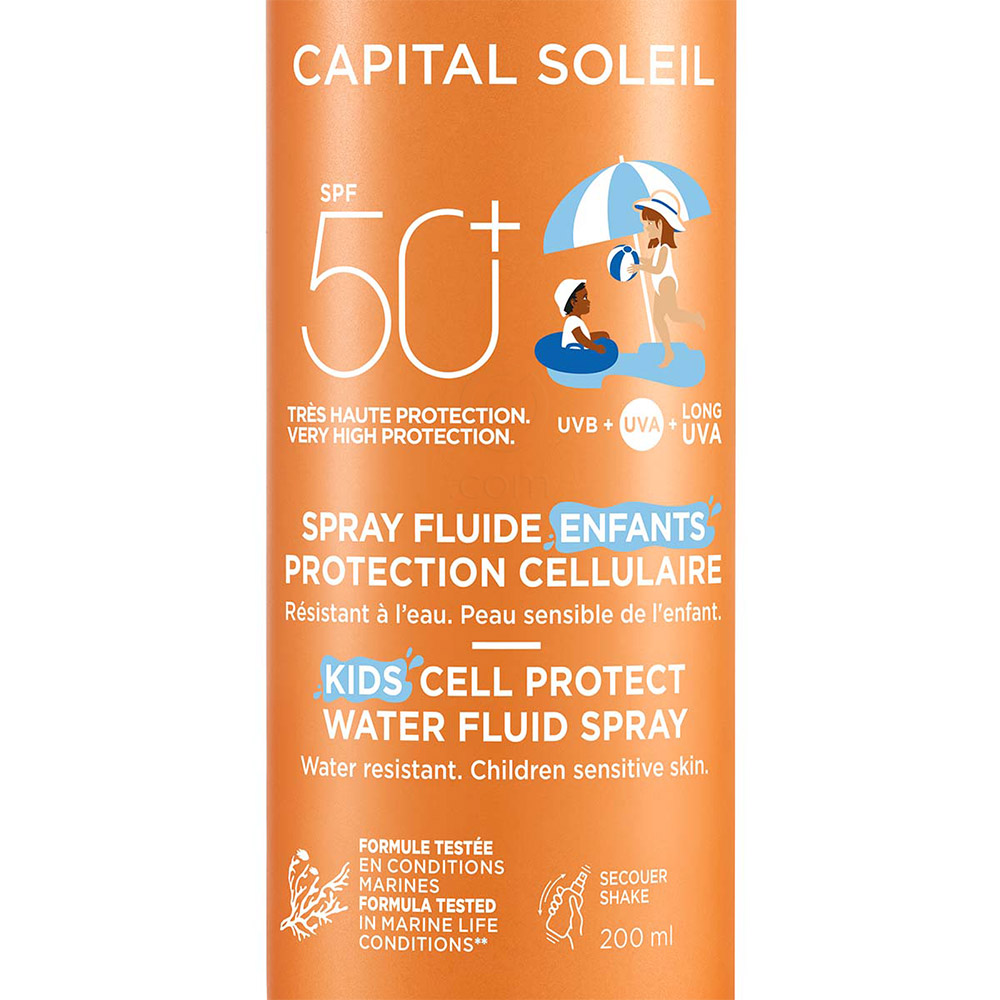 Vichy Capital Soleil, otroški fluid na vodni osnovi v pršilu za zaščito kožnih celic - ZF50+ (200 ml)
