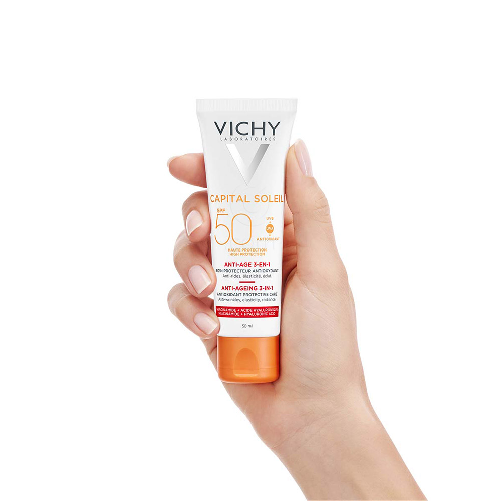 Vichy Capital Soleil,krema za zaščito pred soncem z anti-age učinkom za obraz ZF50 (50 ml)