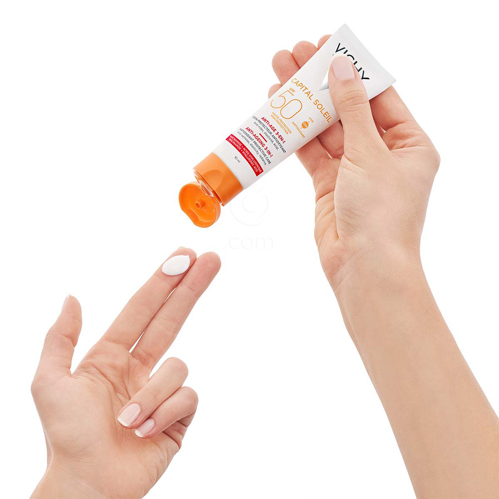 Vichy Capital Soleil, krema za zaščito pred soncem z anti-age učinkom za obraz ZF50 (50 ml)