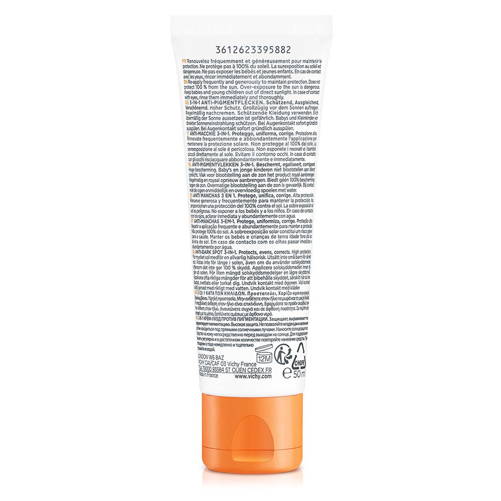 Vichy Capital Soleil, obarvana zaščitna krema za obraz 3v1 - ZF50+ (50 ml)