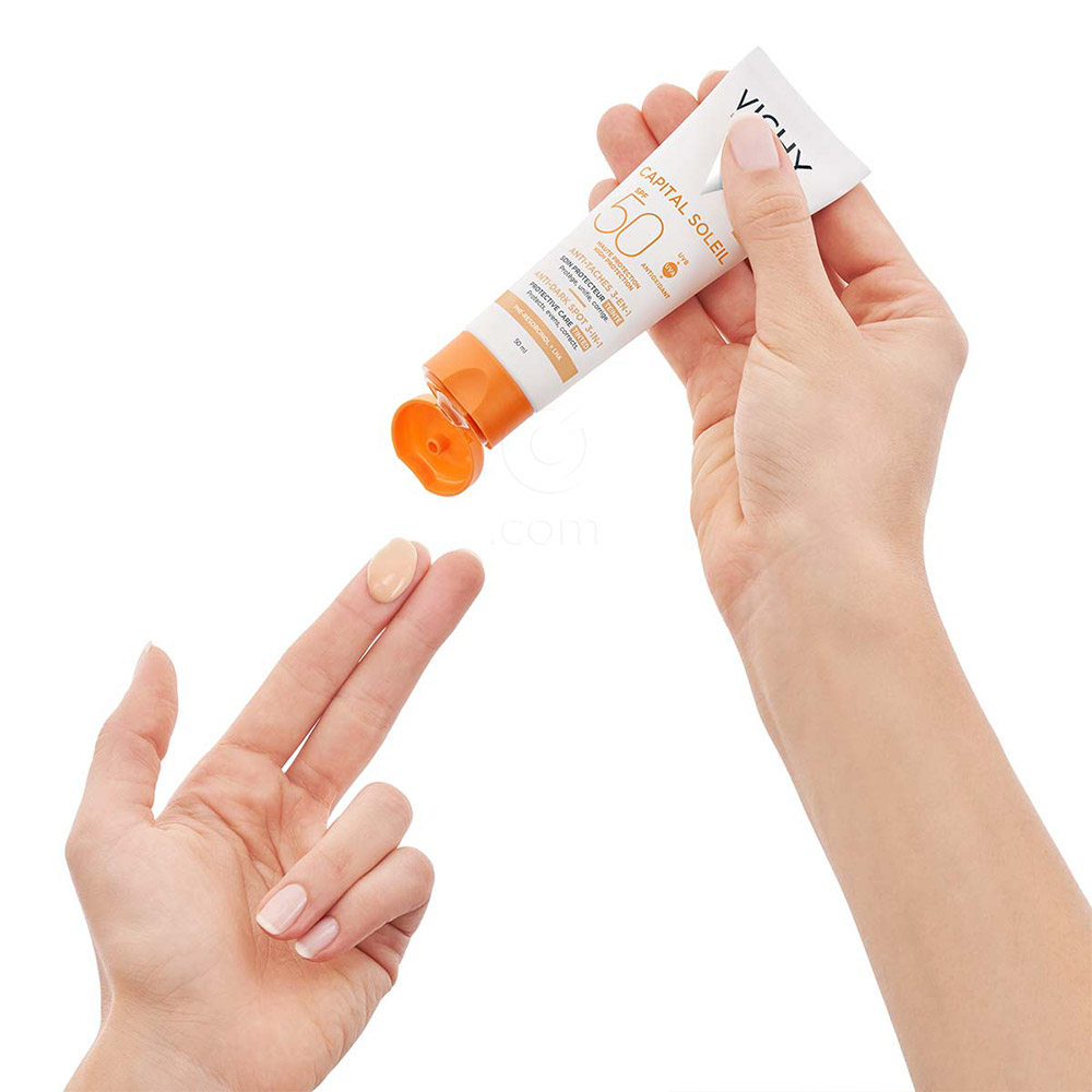 Vichy Capital Soleil, obarvana zaščitna krema za obraz 3v1 - ZF50+ (50 ml)