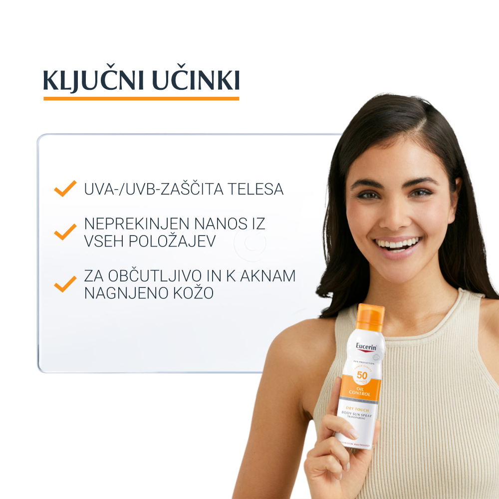 Eucerin Sun Dry Touch, prozoren sprej za zaščito pred soncem ZF 50 (200 ml) 