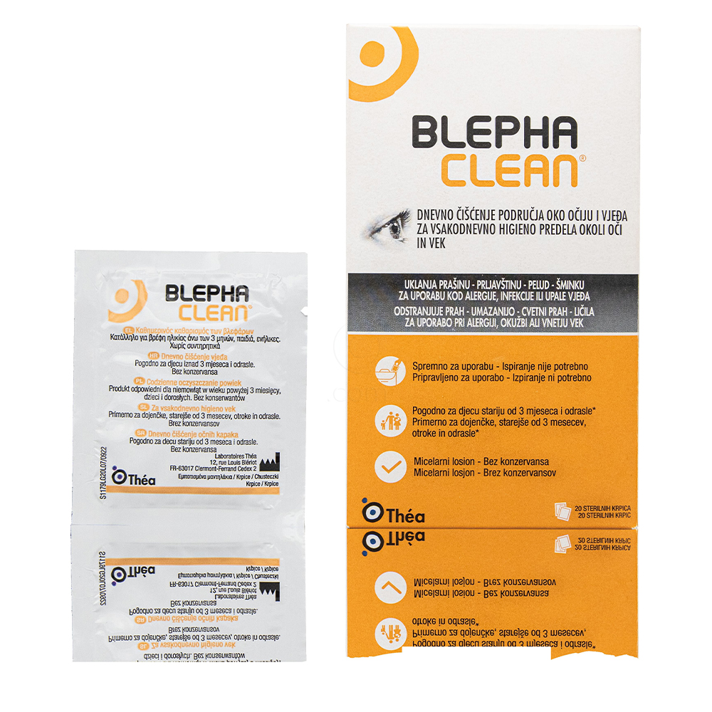 Blephaclean, sterilne krpice za čiščenje vek (20 blazinic)